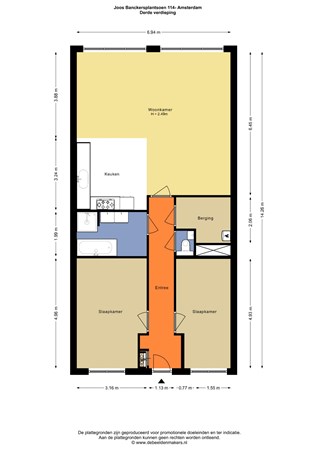 Floorplan - Joos Banckersplantsoen 114, 1056 LD Amsterdam